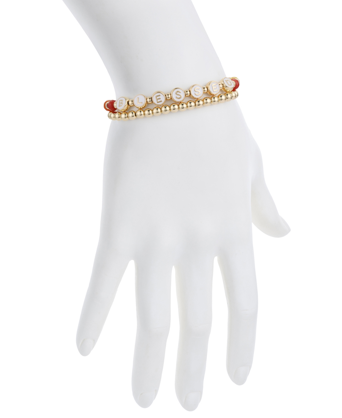 Unwritten Multi Sunburst Quartz Blessed Stone And Beaded Stretch Bracelet Set In Gold