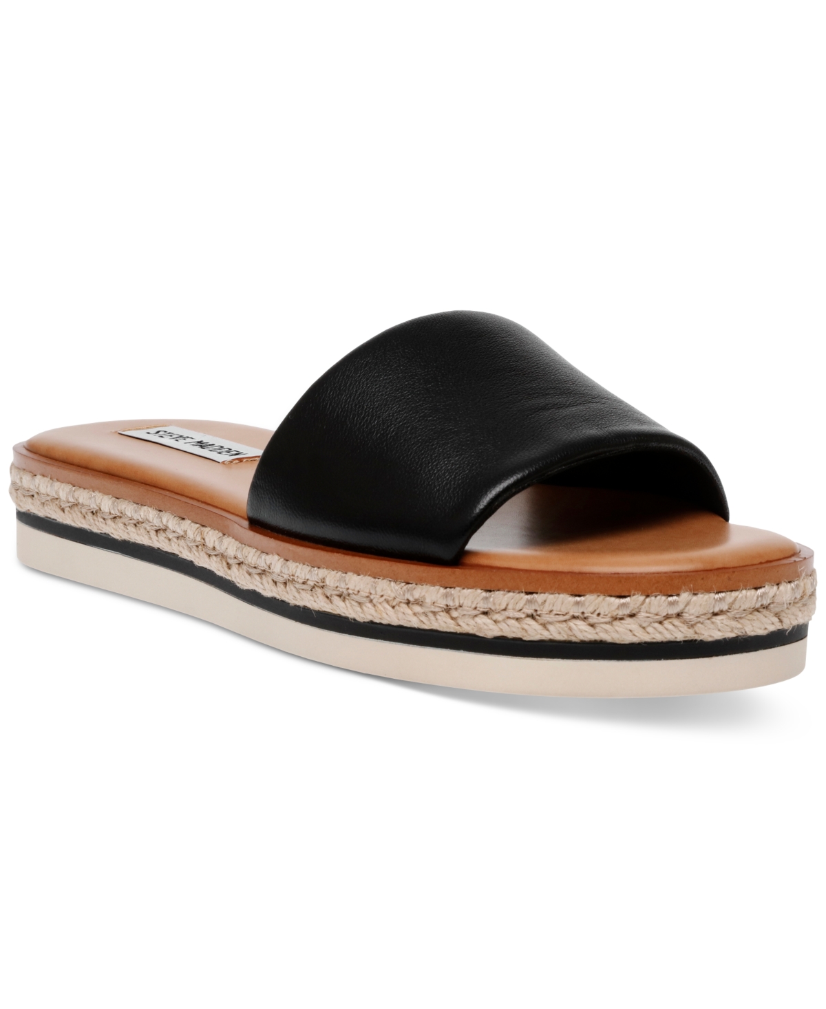 Shop Steve Madden Women's Enough Espadrille Slide Sandals In Black