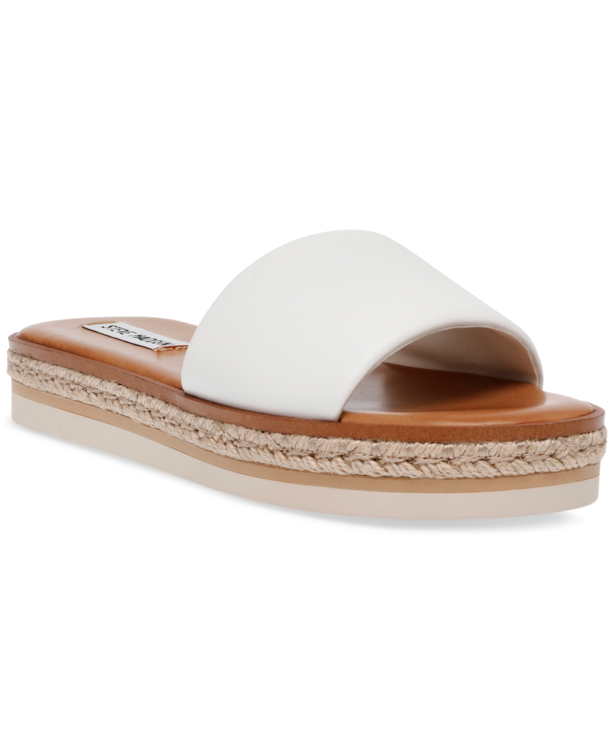 Shop Steve Madden Women's Enough Espadrille Slide Sandals In White