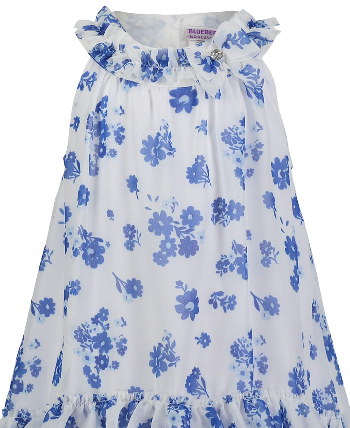 Blueberi Boulevard Baby Girls Ruffle-Trim WhiteSwing Dress Sun Hat - Blue