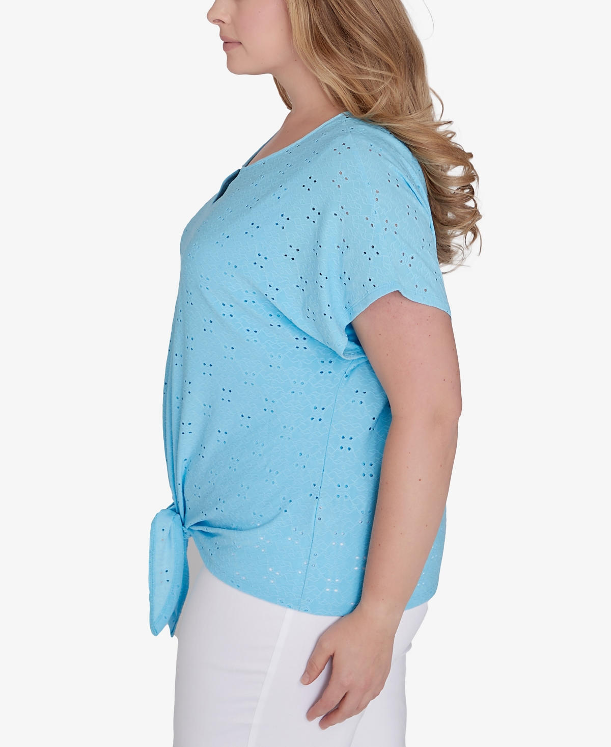 Shop Hearts Of Palm Plus Size Feeling The Lime T Sleeve Top In Sky Blue