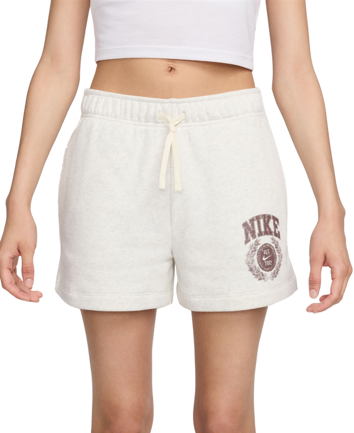 Shop Nike Women's Sportswear Club Fleece Mid-rise Pull-on Shorts In Oatmeal Heather