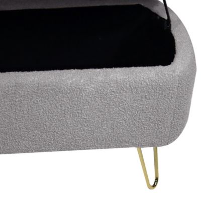 Streamdale Gold Ottoman Bench with Faux Fur