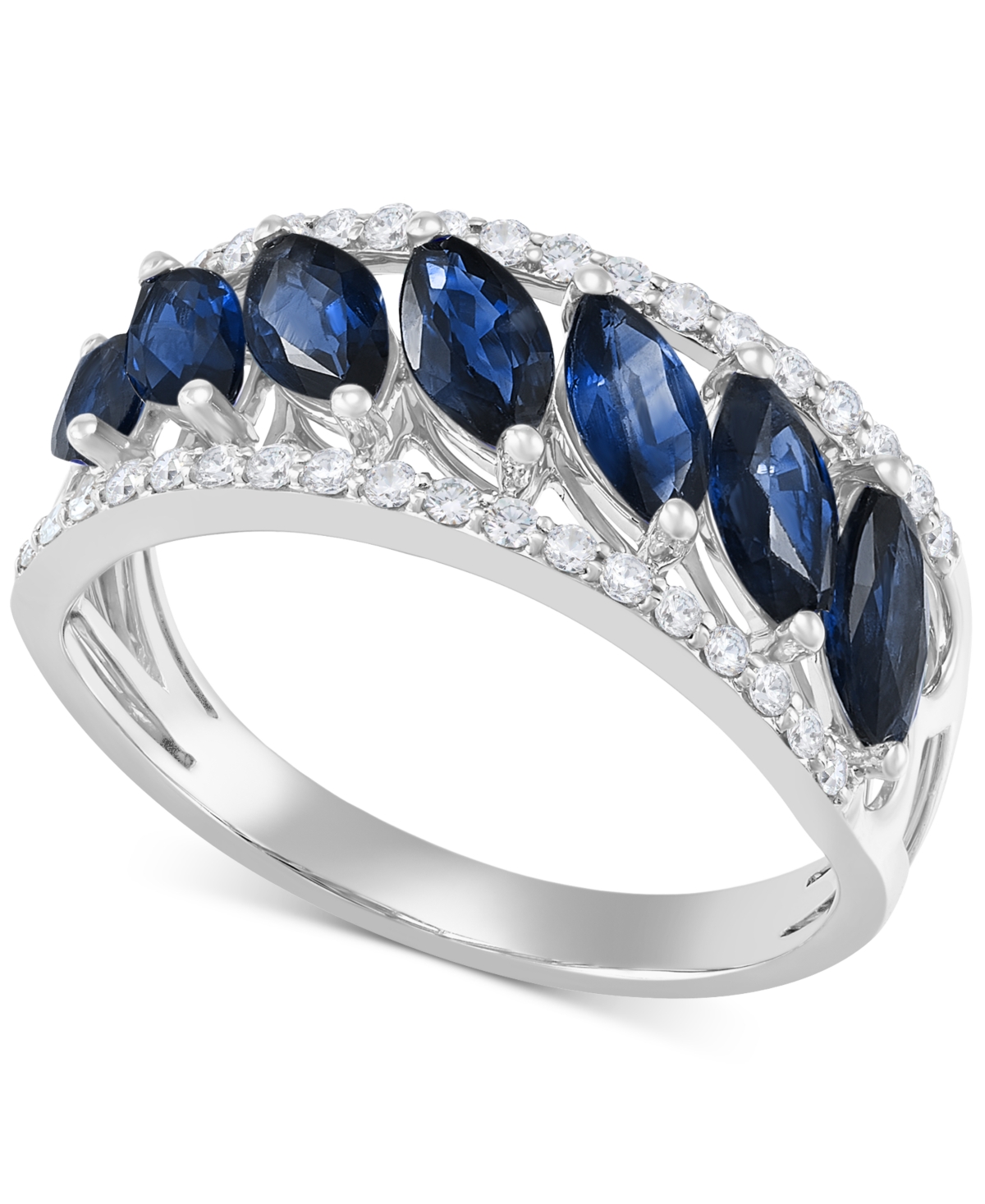 Shop Macy's Kanchan Sapphire (2-3/8 Ct. T.w.) & Diamond (1/4 Ct. T.w.) In 10k White Gold