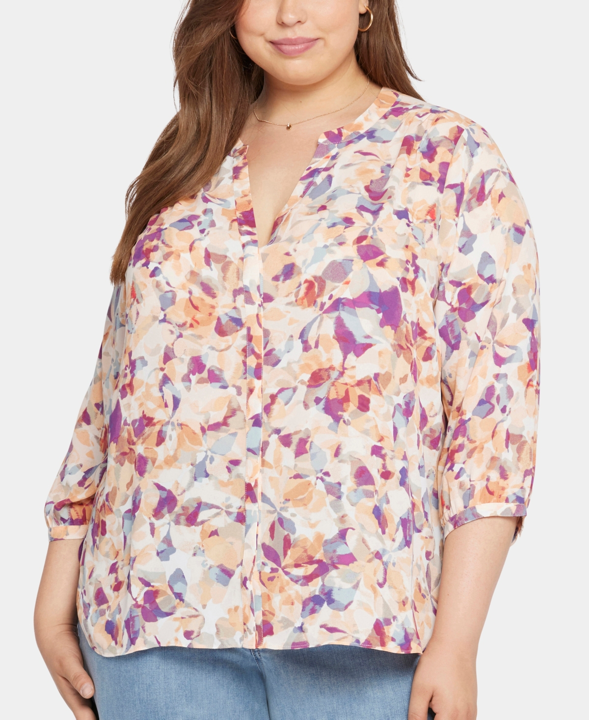 Nydj Semisheer Pintuck Blouse In Fallen Leaf