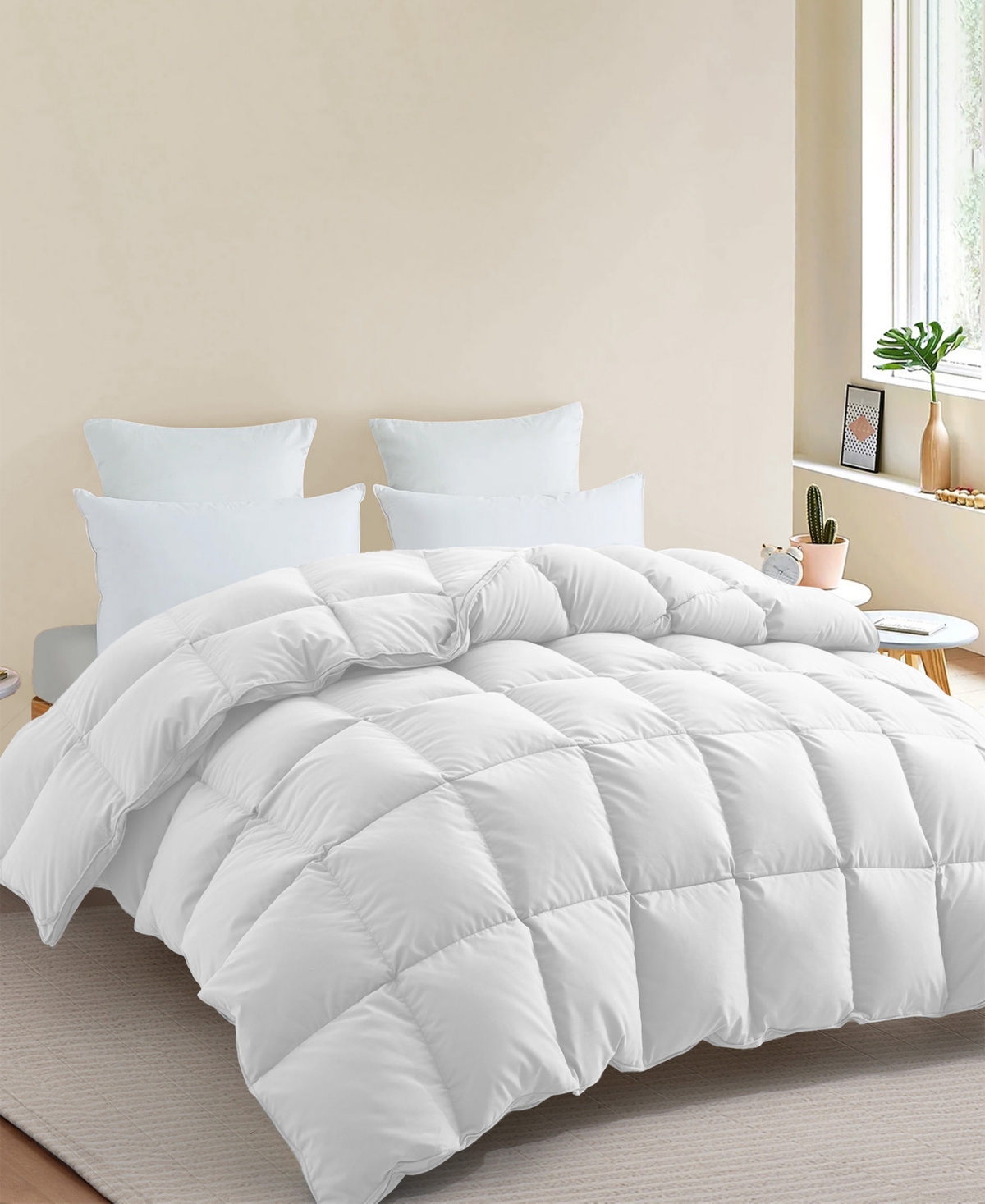 Unikome Medium Warmth Goose Feather Down Fiber Comforter, Twin In White
