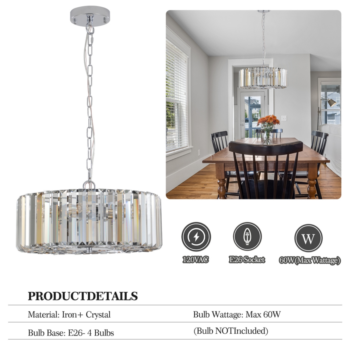Streamdale Crystal Chandelier Round Luxury Lamp