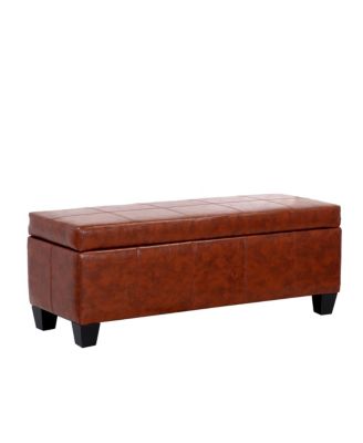 42" Storage Ottoman Faux Leather Bench for Living Room Bedroom
