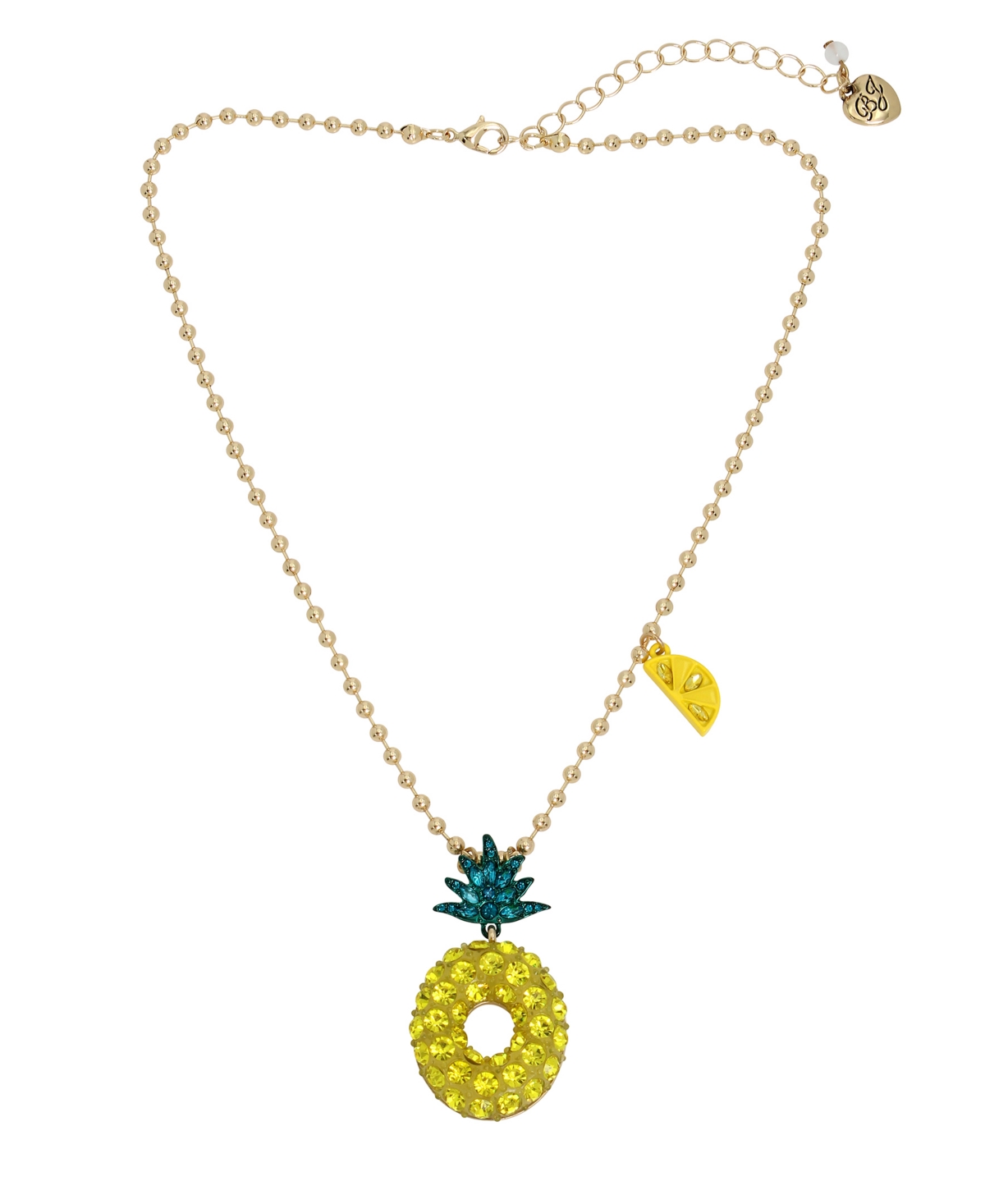 Shop Betsey Johnson Faux Stone Pineapple Pendant Necklace In Yellow