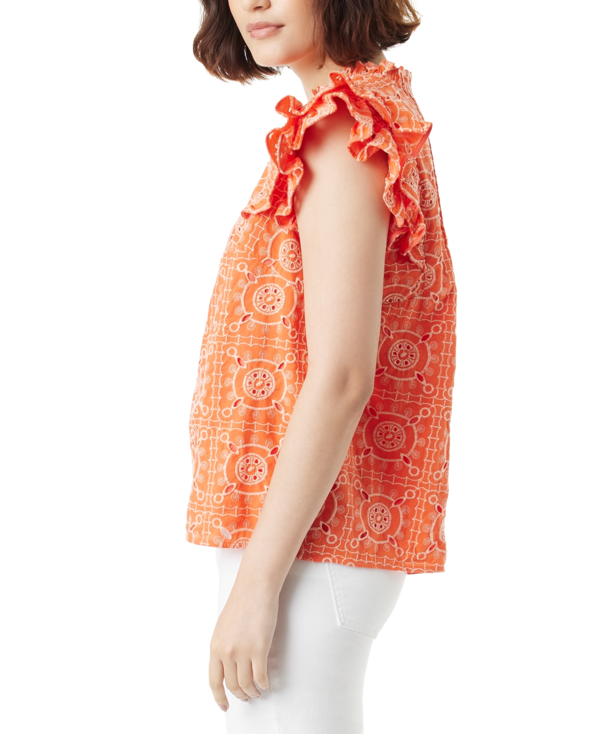 Shop Sam Edelman Women's Rey Cotton Ruffle-sleeve Blouse In Tigerlily