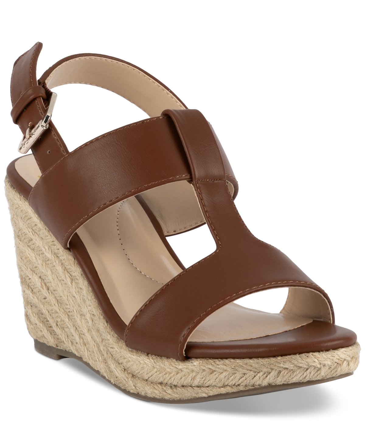Isortee Strappy Espadrille Wedge Sandals, Created for Macy's - Cognac