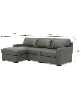 Radley 3-Pc. Leather Modular Chaise Sectional