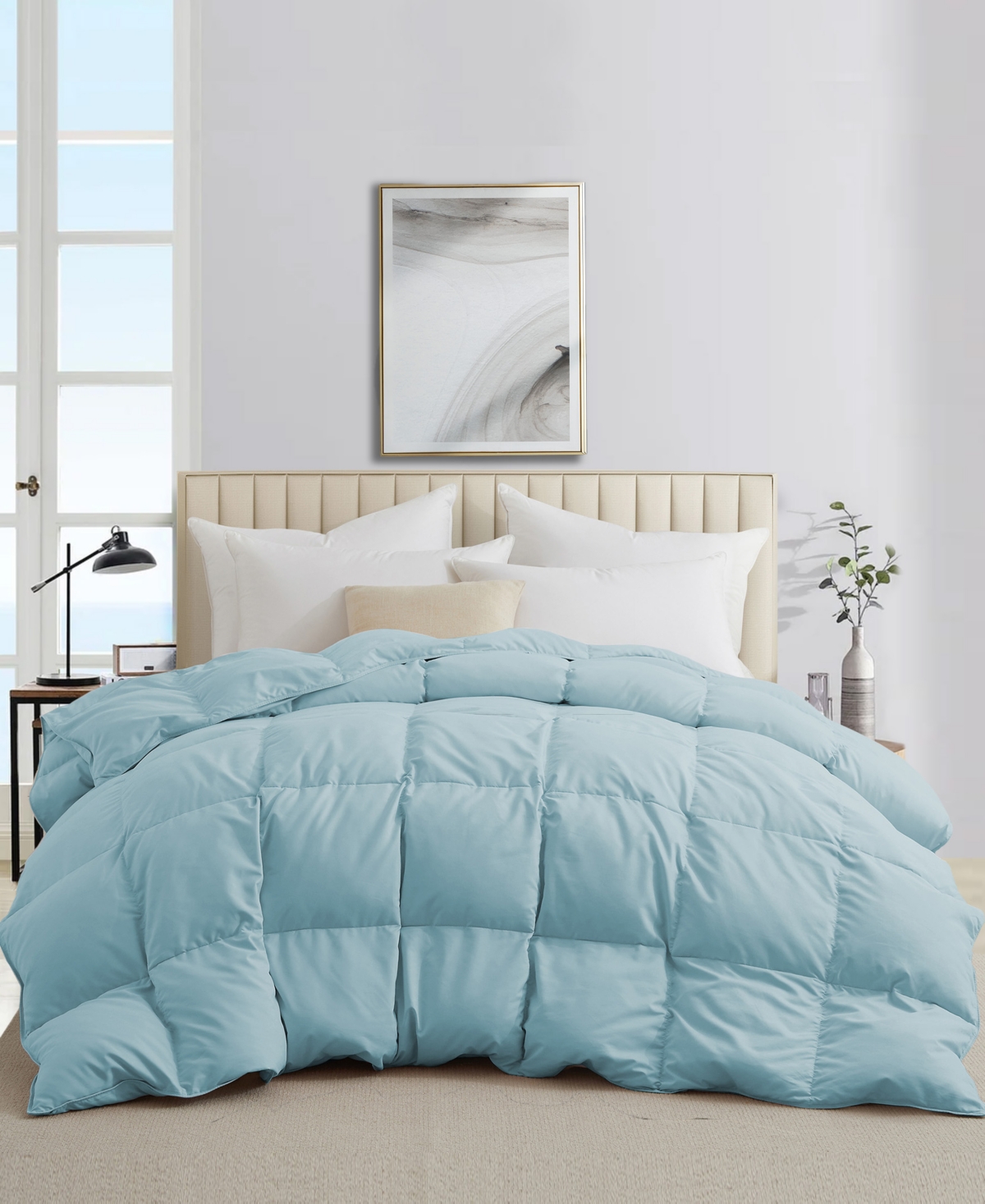 Shop Unikome All Season Ultra Soft Goose Feather And Down Comforter, California King In Blue