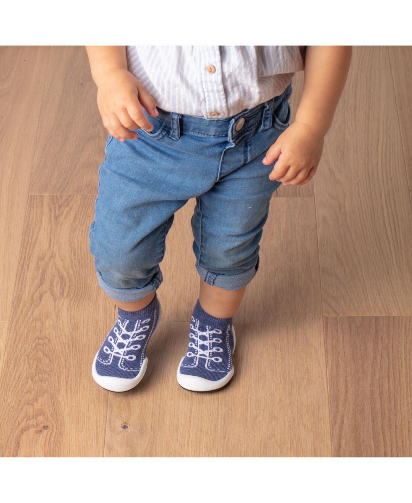 Детские кроссовки Komuello Infant Girl Boy First Walk Sock Shoes Sneakers - Denim Blue, цвет: Синий — фото 7