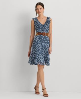 Lauren Ralph Lauren - Women's Belted Ruffled Fit & Flare Dress