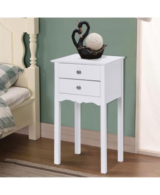 Side Table End Accent Table with 2 Drawers