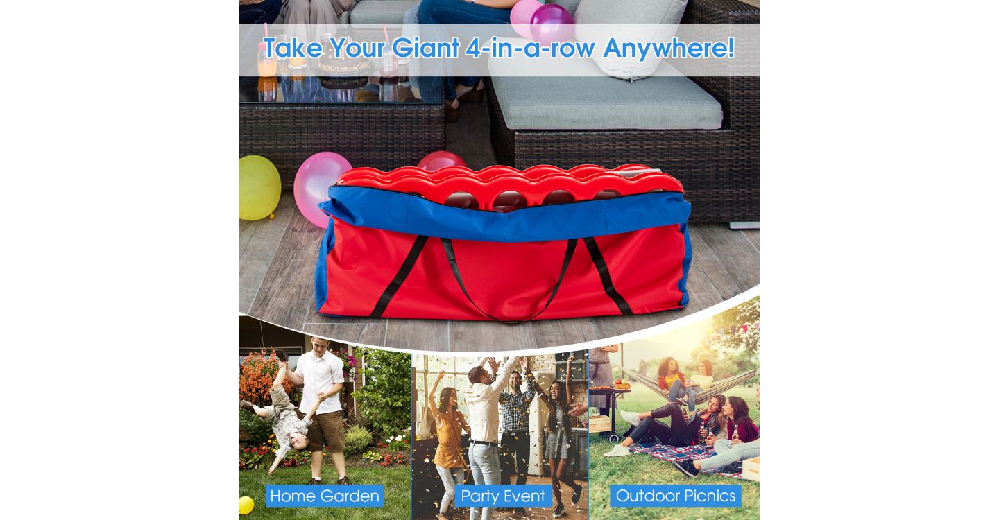 Детские игрушки Slickblue Giant 4 in a Row Shoulder Strap Storage Bag, 47"L x 11.5"W x 19"H, Ages 3+, цвет: Синий / Красный — фото 2