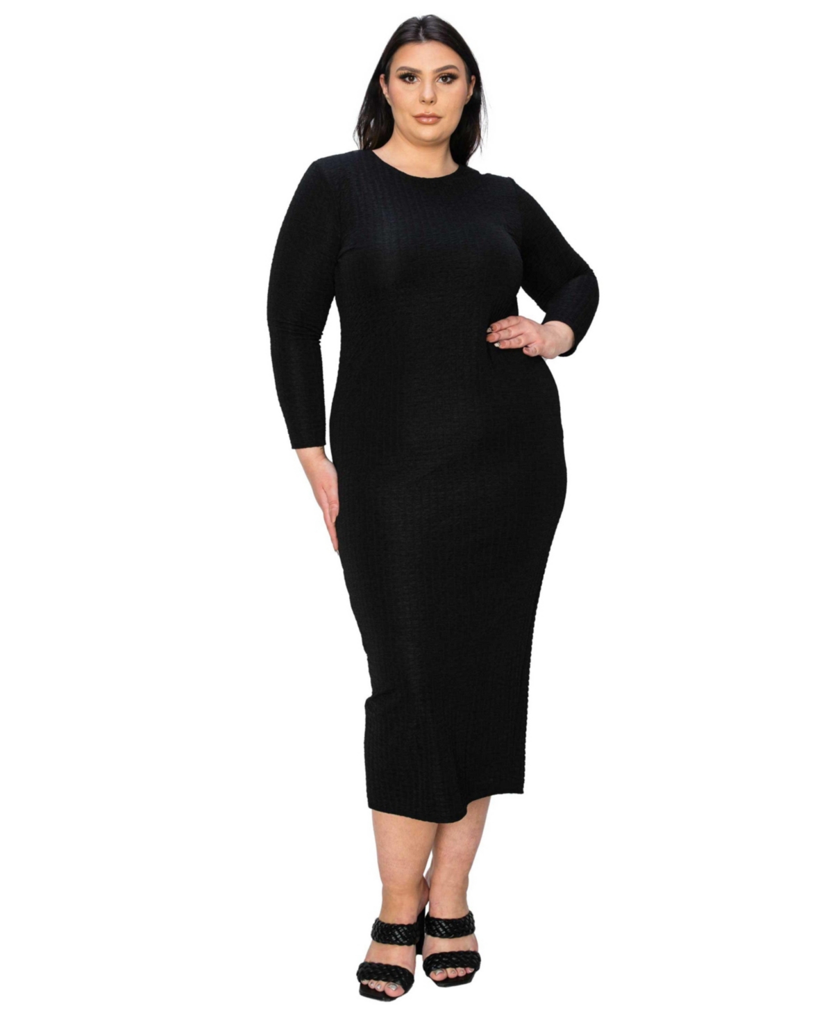 Plus Size Kylo Textured Bodycon Dress - Kelly