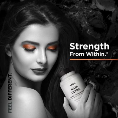 Iron Ultra Supplement + Copper, Folate, Vitamin C and Vitamin B12, Ferrous Sulfate Iron Vitamin - Iron 65mg Per Serving, Folic Acid, 60 Capsules