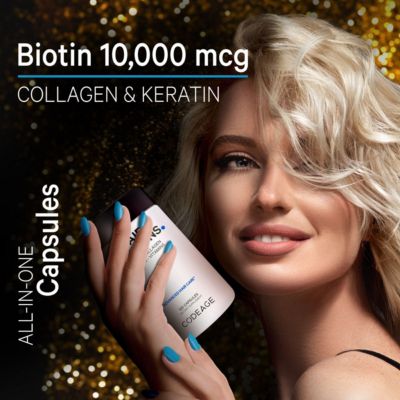 Hair Vitamins 10000 mcg Biotin, Keratin, Collagen, Vitamin A, B12, C, D3, E, Zinc, Turmeric, Probiotics, Enzymes, Inositol - Hair Care Support - Healthy Hair Supplement Pills - 120 Capsules