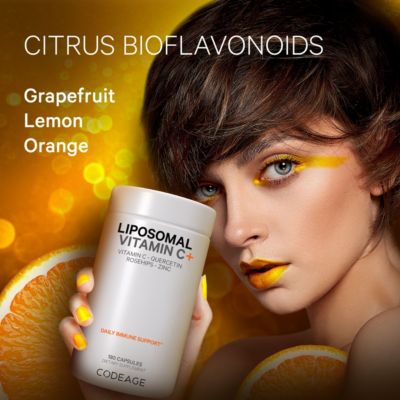 Liposomal Vitamin C 1500mg with Zinc, Elderberry, Citrus Bioflavonoids Grapefruit, Lemon, Orange Powder, Quercetin & Rose HIPS, 180 Capsules