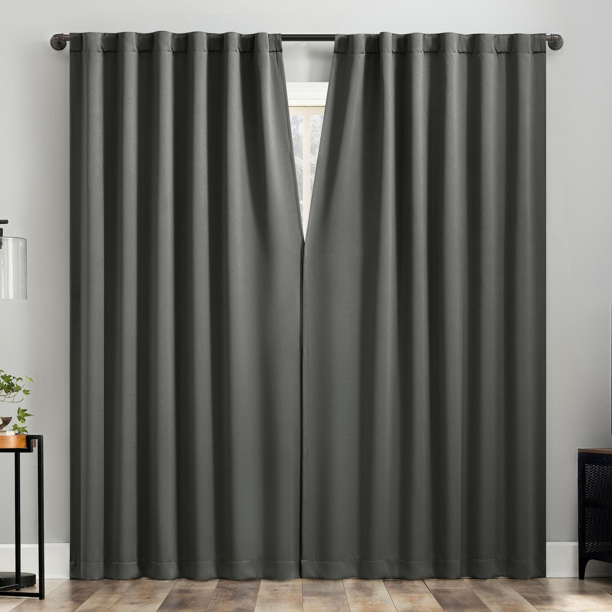 Aria Magnetic Closure Theater Grade 100% Blackout Back Tab Curtain Panel Pair