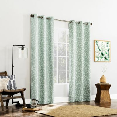 Satti Embroidered Leaf 100% Blackout Grommet Curtain Panel