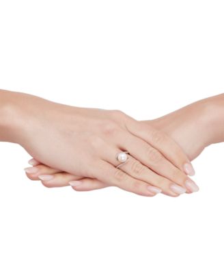 Cultured Freshwater Pearl (9mm) & Diamond (1/6 ct. t.w.) Swirl Ring in 10k Gold