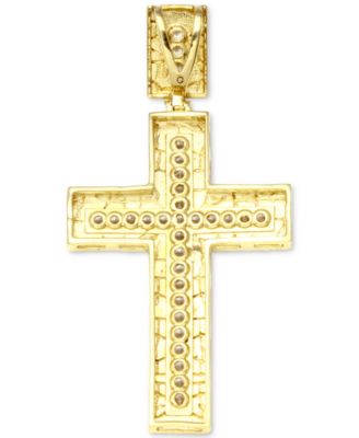 Men's Diamond Textured Cross Pendant (1/4 ct. t.w.) in 10k gold