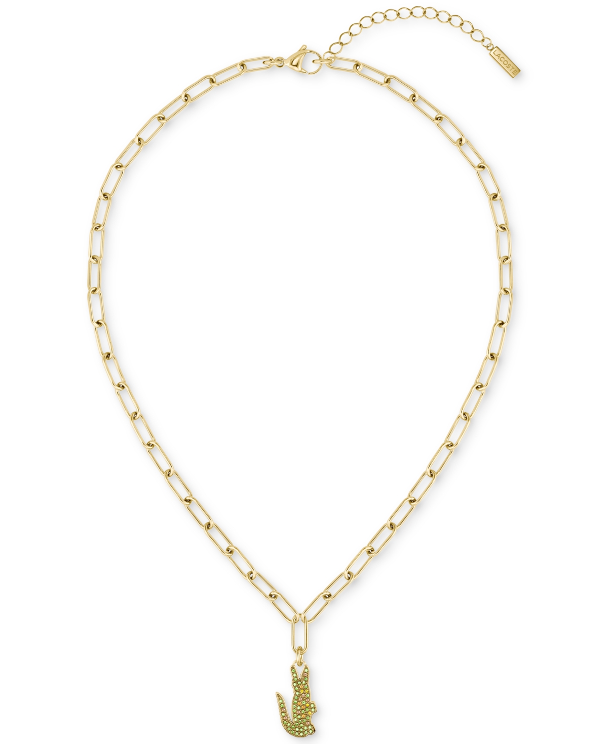 Gold-Tone Stainless Steel Pave Crocodile Pendant Necklace, 17" + 2" extender - Gold
