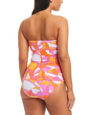 Shop Beyond Control Womens Twisted Bust Convertible Tankini Top High Waist Geometric Print Bikini Bottoms In Pink Multi