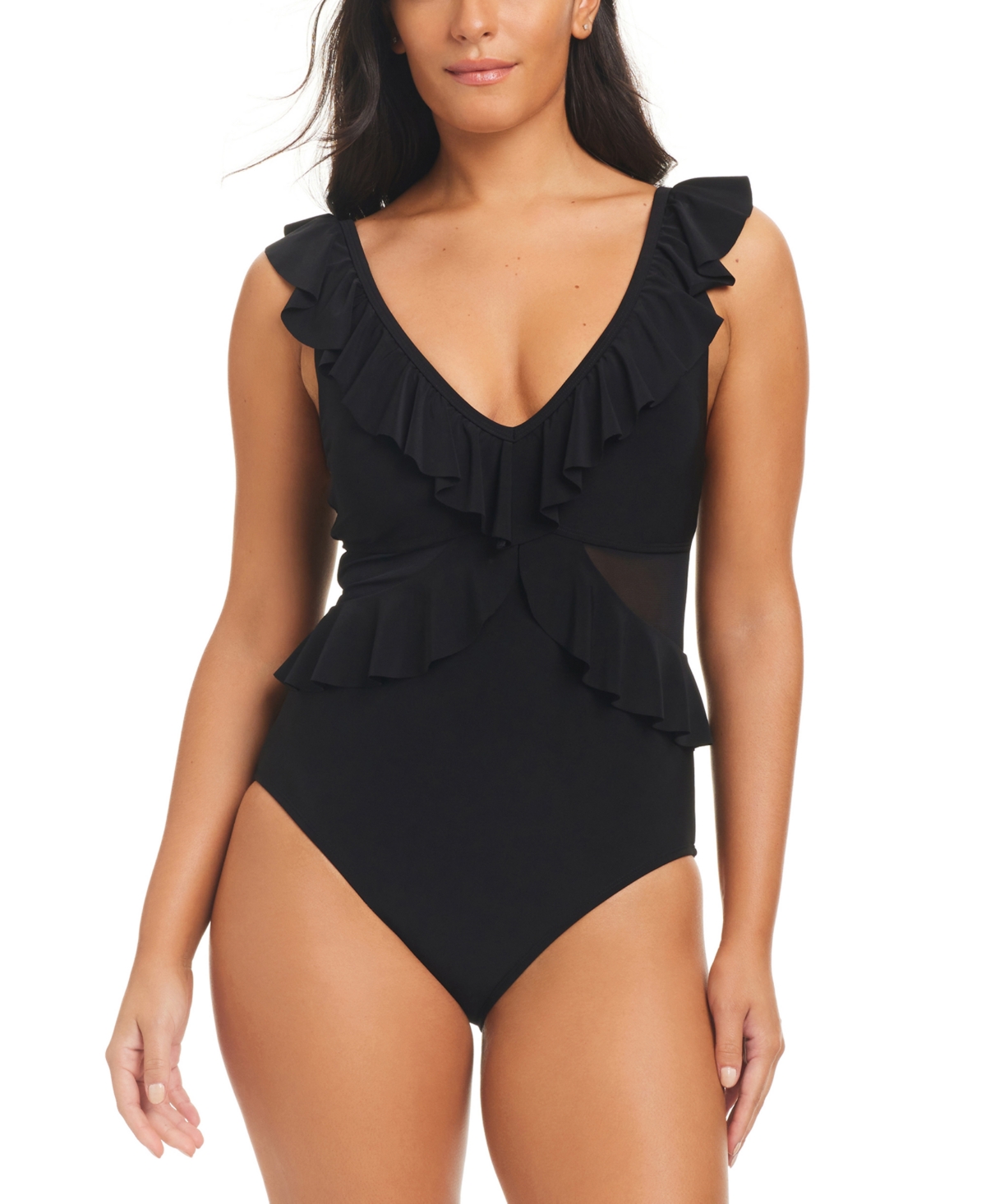 Shop Beyond Control Women's Ruffled One-piece Swimsuit In Black