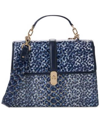 Brahmin - Hallie Navy Meadowport Small Leather Satchel