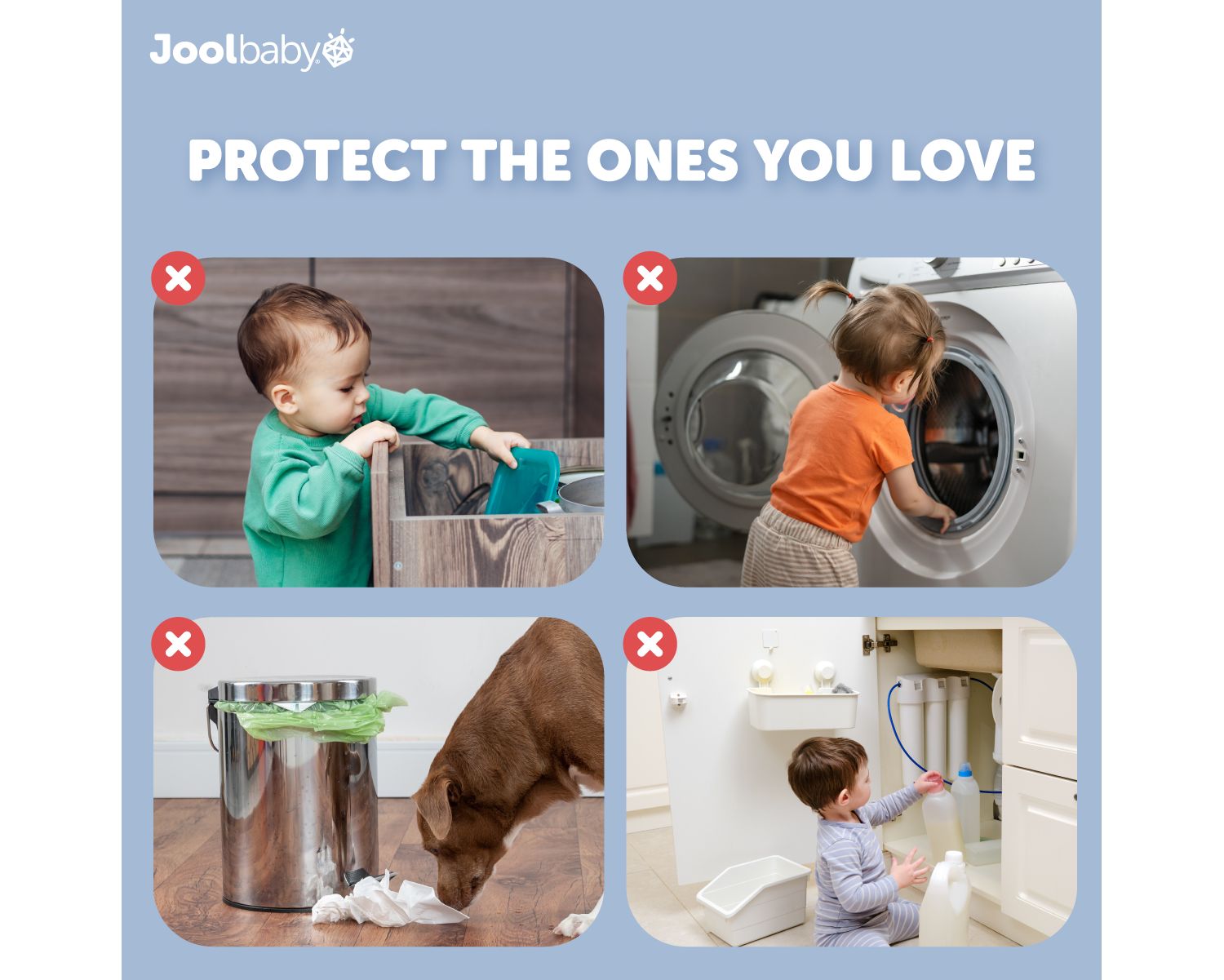 Toddler Multi-Use Safety Strap for Cabinets, Fridges, Drawers, Damage-Free Adhesives Safety Set - 4 Pack