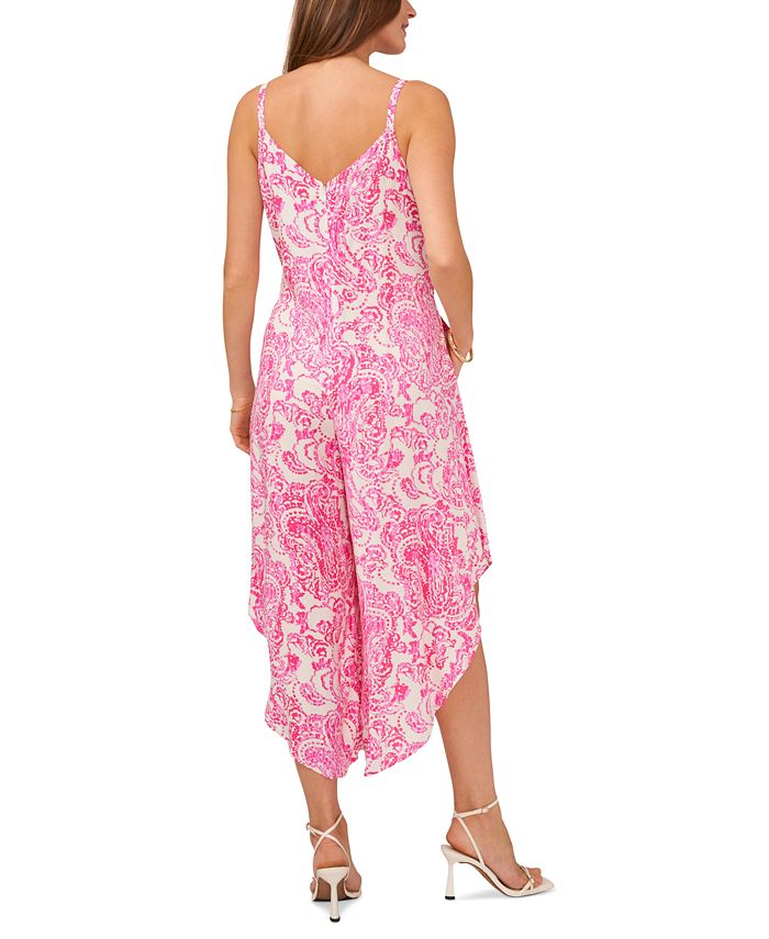 Vince Camuto Women's Twofer Printed Chiffon & ITY Jumpsuit - Wrap Front Pant Dress For Travel, Events, Casual Wear