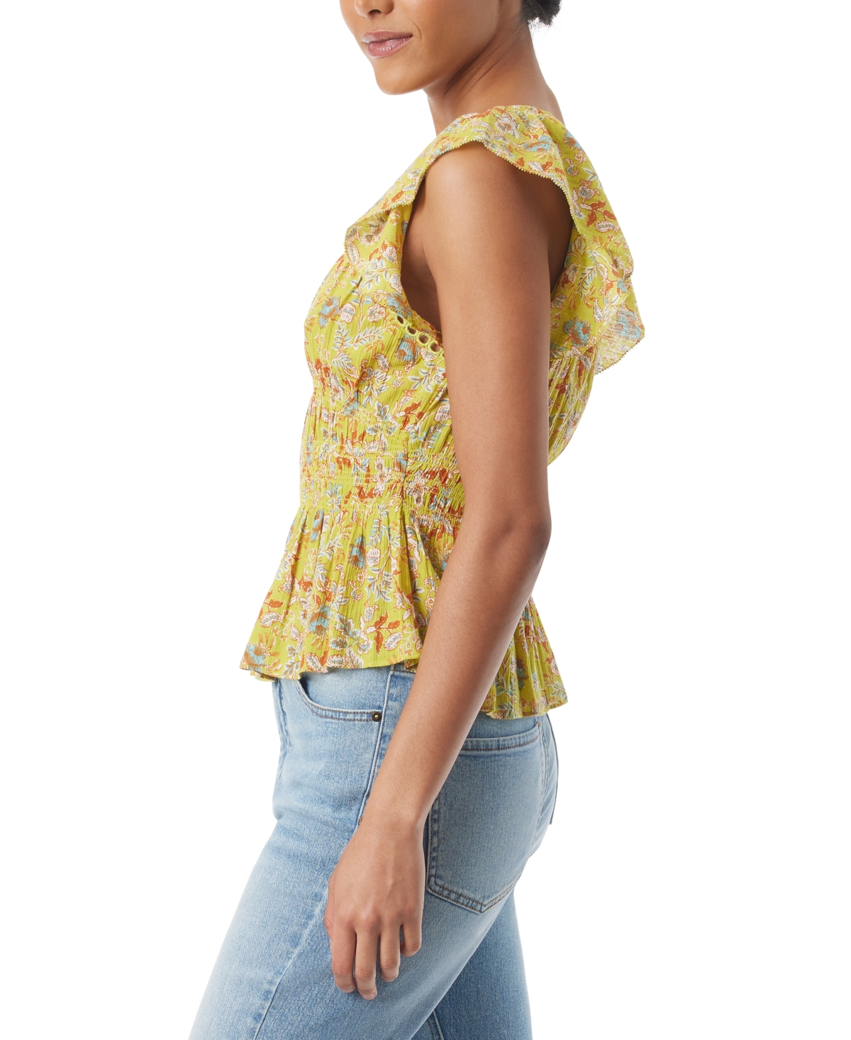 Sam Edelman Women's Nyra Cotton Flutter-Sleeve Blouse - Apple Green - Folk Garden