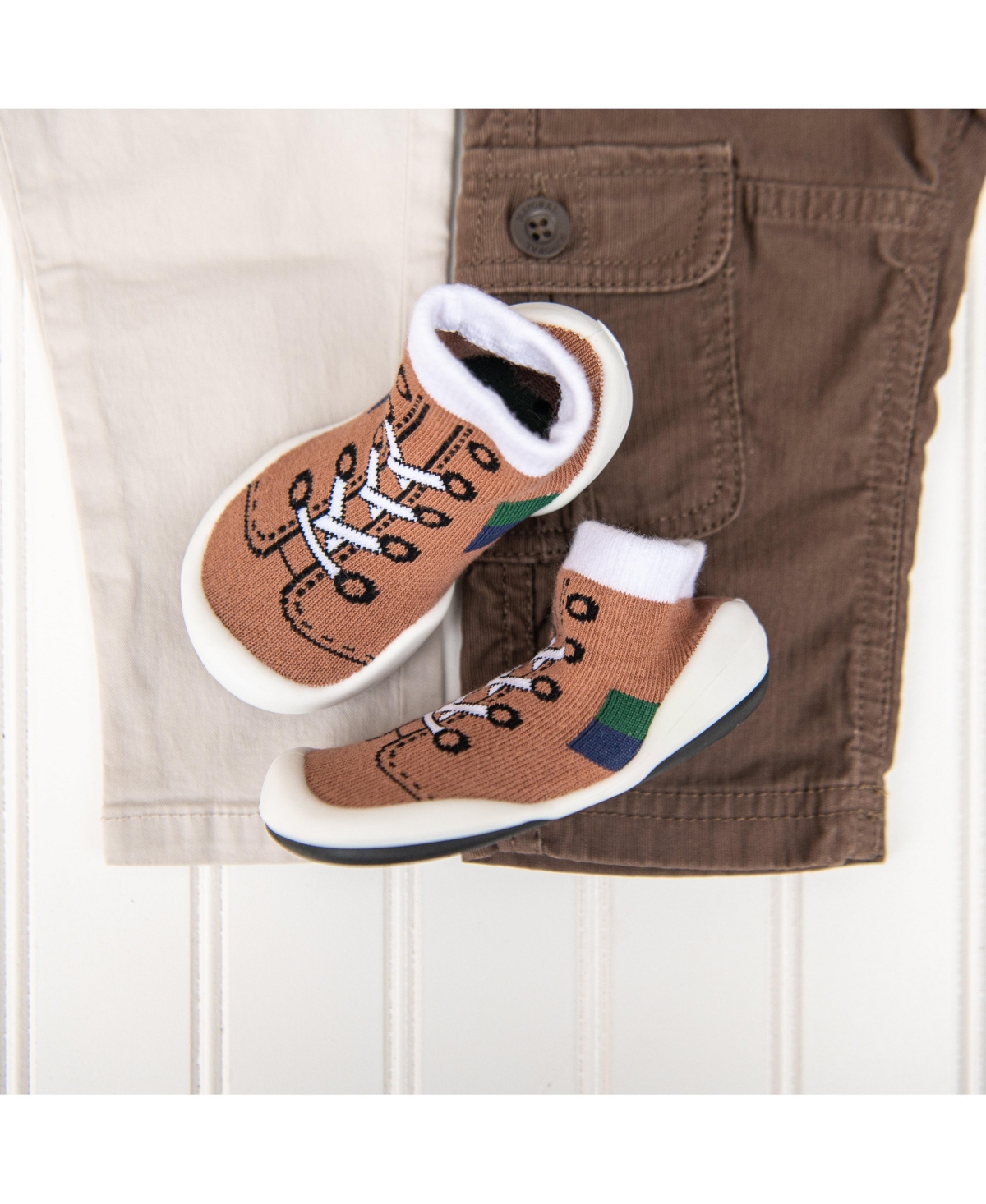 Komuello Infant Boys Breathable Washable Non-Slip Sock Shoes Runner -- Brown