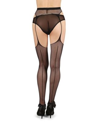 Women's Punk Rock Princess Backseam Suspender Fishnet Tights