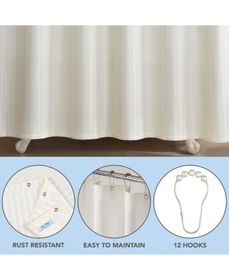 Host & Home Damask Shower Curtain Set with 12 Metal Rolling Rings, Weighted Hem, Rust-Proof Grommets, Fine 100% Polyester Yarn, 72x72, Three Proof Treatment Repels Water, Stains & Oil