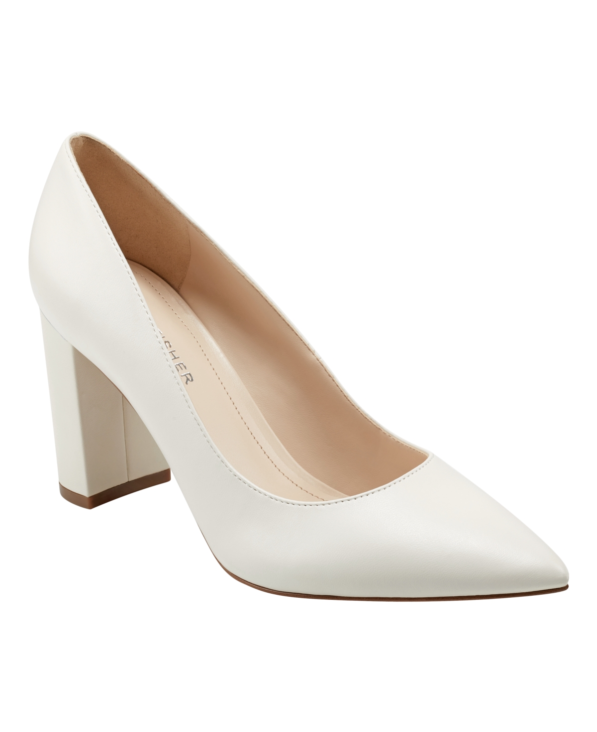 Shop Marc Fisher Women's Viviene Slip-on Block Heel Dress Pumps In Ivory