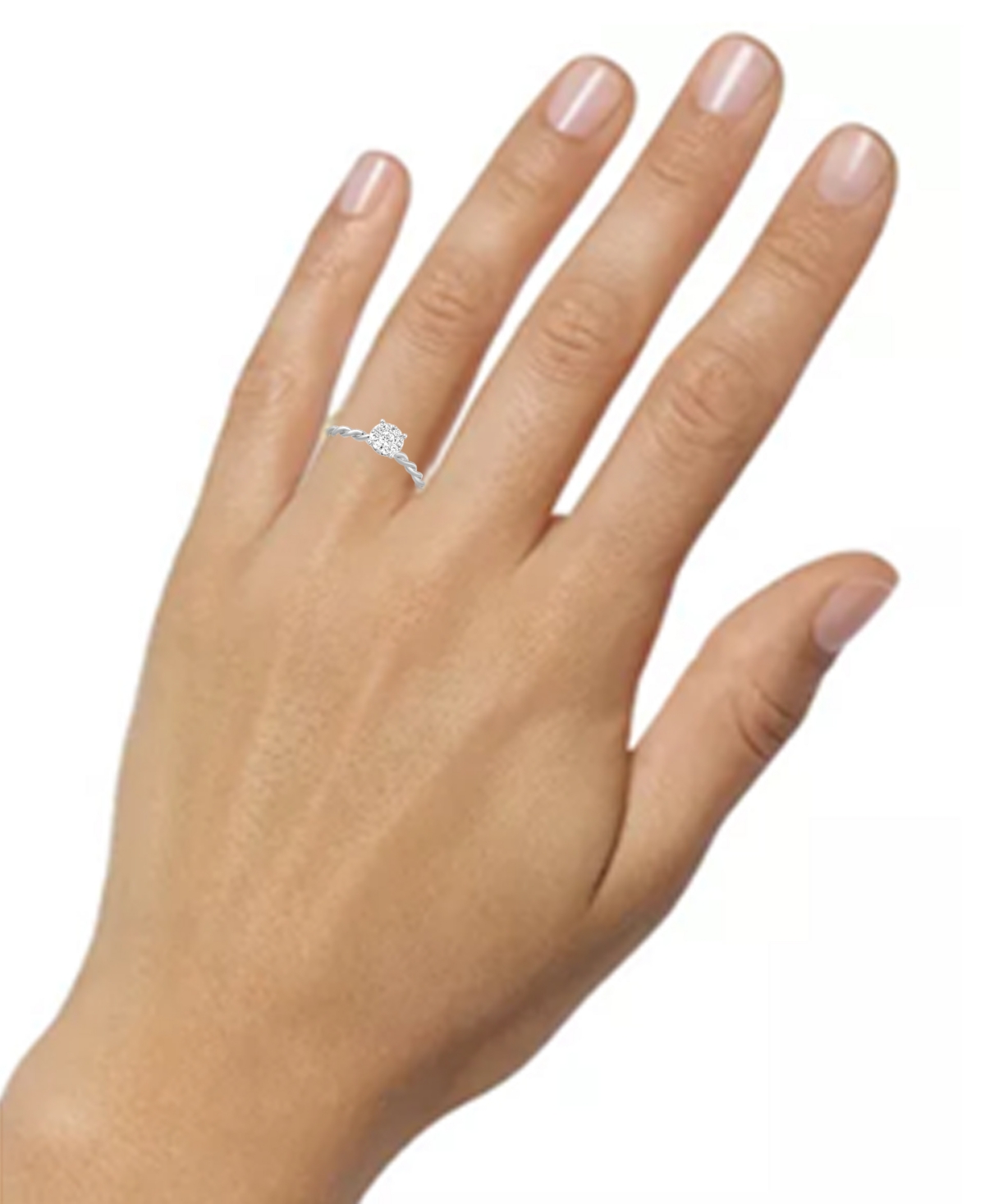 Diamond Mini Cluster Braided Shank Promise Ring (1/6 ct. t.w.) or Gold-Plated Sterling Silver - Sterling Silver