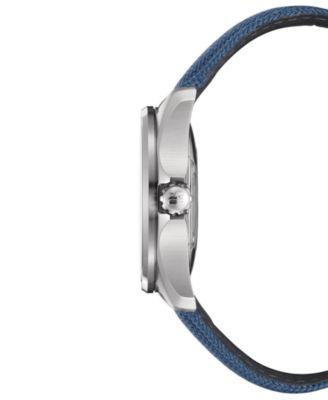 Men's Swiss Automatic DS Action Day-Date Powermatic 80 Blue Synthetic Strap Watch 41mm