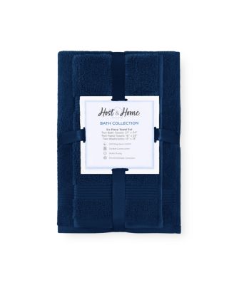 600 GSM Ringspun Cotton 6-Piece Bathroom Towel Set with Striped Dobby Border