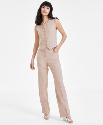 Shop Bar Iii Womens Washed Twill Button Blazer Wide Leg Pants Created For Macys In Barley Field