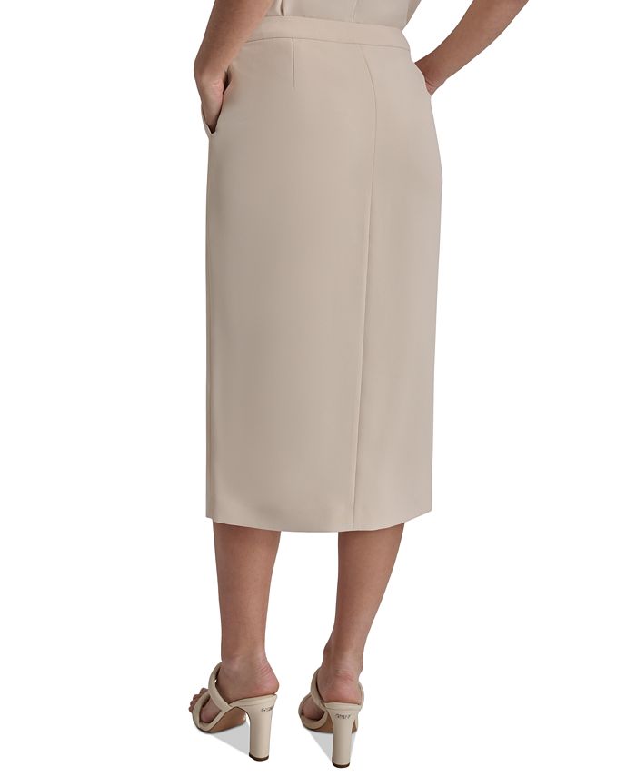 Mocca Color Ankle-Length Pencil Skirt with Side Slit main image 1