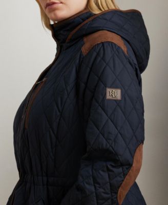 Plus Size Hooded Quilted Anorak Coat