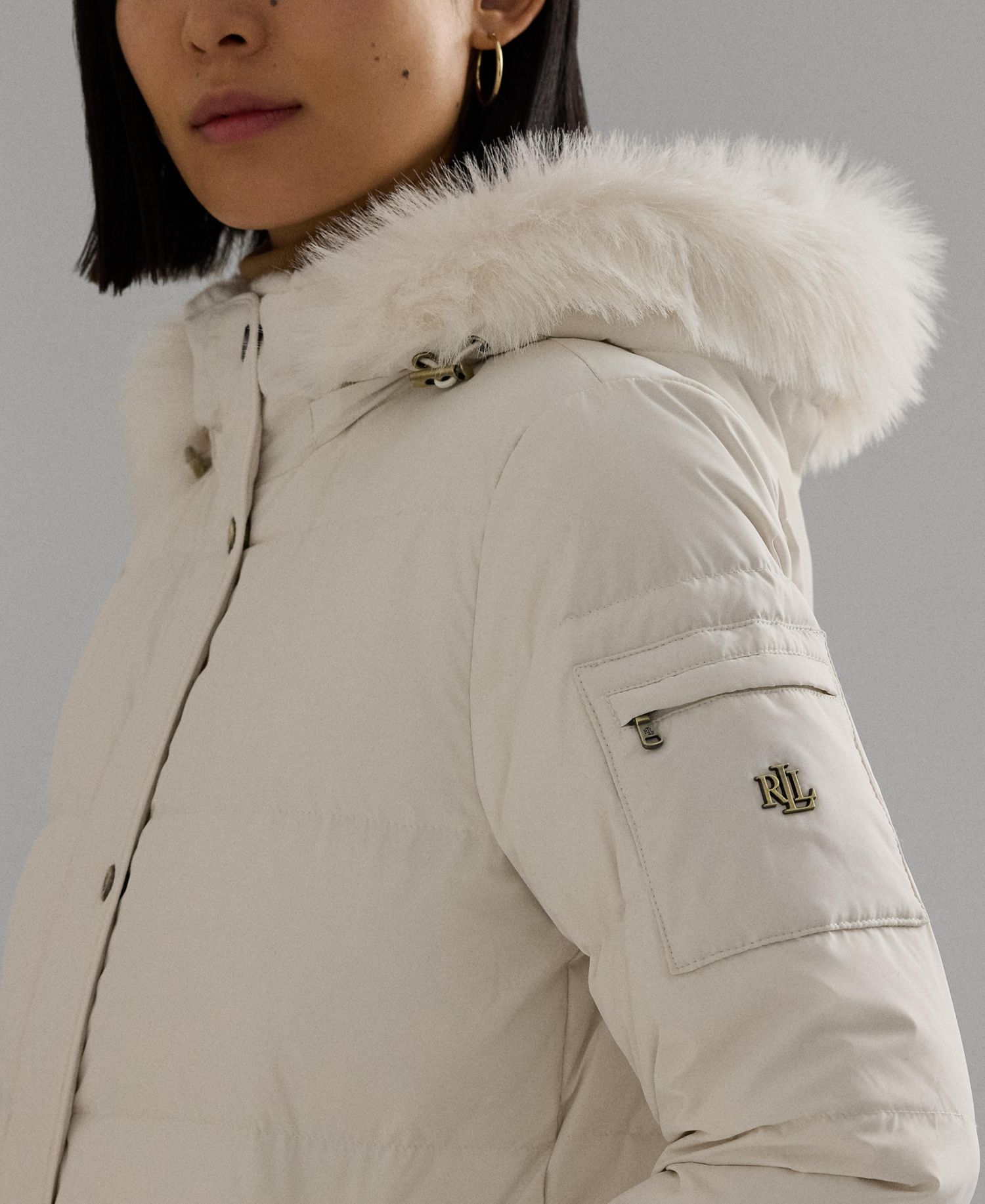 Petite Faux-Fur Hooded Puffer Coat