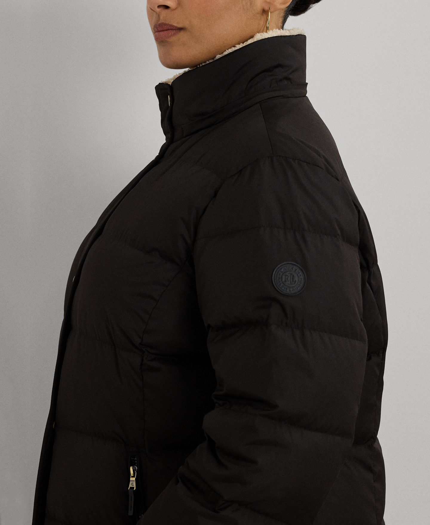 Женская куртка Lauren Ralph Lauren Faux-Fur Hooded Puffer Coat PXXS-3X, цвет: Чёрный — фото 3