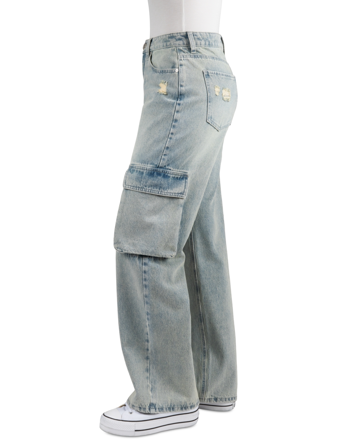 Shop Indigo Rein Juniors' Cotton High-rise Curvy Skater Jeans In Light Blue