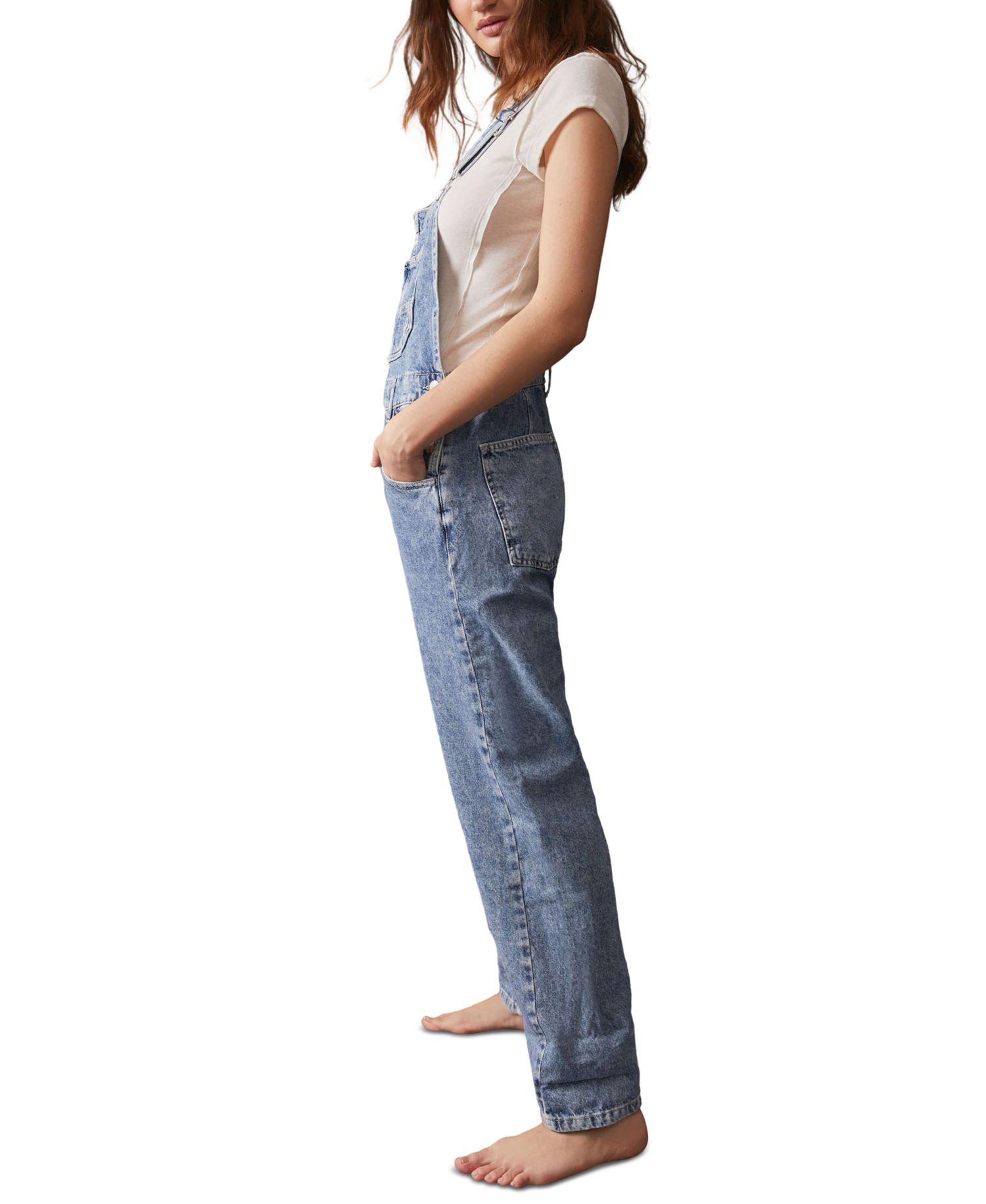 We The Free Ziggy Cotton Denim Overalls